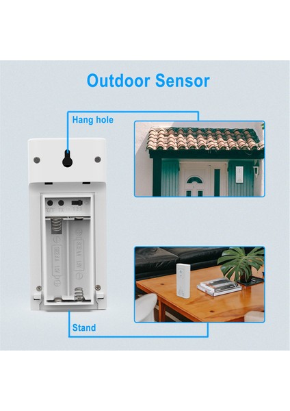 Dokunmatik Ekran Monitör ve Nem Takibi Kablosuz Hava Istasyonu, Ev Iç Mekan Dış Mekan Kombinasyonu Için Dış Mekan Sensörü ile (Yurt Dışından)