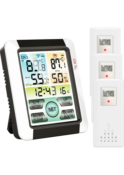 Dokunmatik Ekran Monitör ve Nem Takibi Kablosuz Hava Istasyonu, Ev Iç Mekan Dış Mekan Kombinasyonu Için Dış Mekan Sensörü ile (Yurt Dışından) fırsatları