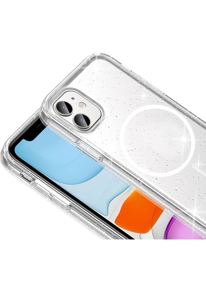 Apple 11 Kılıf M-Safe Şarj Özellikli Parlayan Simli Saydam Renkli Zore Maris Kapak modelleri