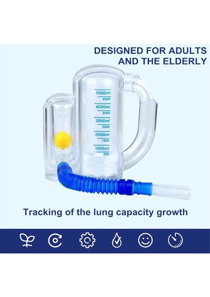 Akciğerler Için Nefes Egzersiz Cihazı, Akış Hızı Göstergeli Derin Nefes Eğitmeni, Teşvik Spirometresi 5000ML (Yurt Dışından) fiyatları
