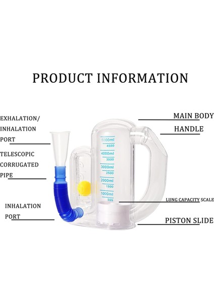 Akciğerler Için Nefes Egzersiz Cihazı, Akış Hızı Göstergeli Derin Nefes Eğitmeni, Teşvik Spirometresi 5000ML (Yurt Dışından) fırsatları