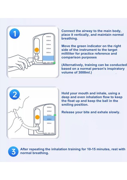 Akciğerler Için Nefes Egzersiz Cihazı, Akış Hızı Göstergeli Derin Nefes Eğitmeni, Teşvik Spirometresi 5000ML (Yurt Dışından) indirimleri