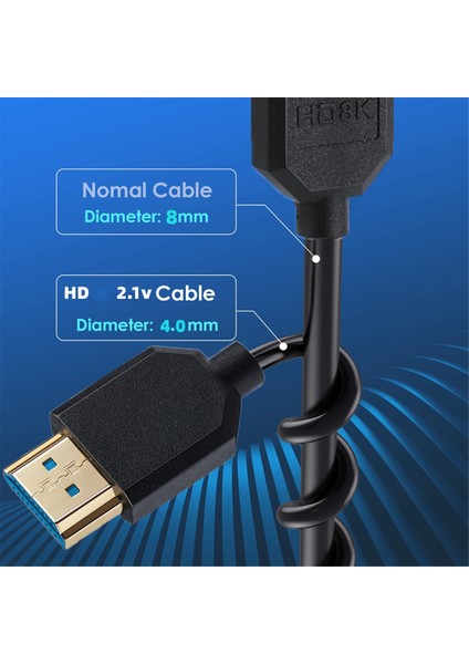 HDMI Uyumlu Tip Yaylı Geri Çekilebilir Hd Kablo HDMI Uyumlu 2.1 8K60Hz Dizüstü Bilgisayar Tv Monitör Projektör Bağlantı Kablosu A (Yurt Dışından) fiyatları