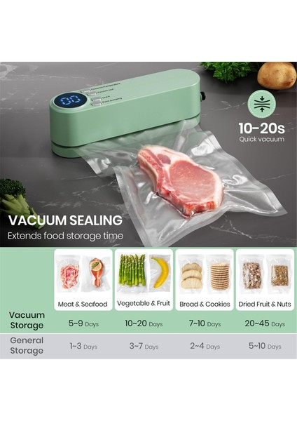 Gıda Için Mini Vakum Makinesi, Kuru/nemli Gıda Depolama Için 3'ü 1 Arada Kablosuz Şarj Edilebilir Gıda Paketleme Makinesi, Poşet Için Isı Paketleme Makinesi Yeşil (Yurt Dışından) fiyatları