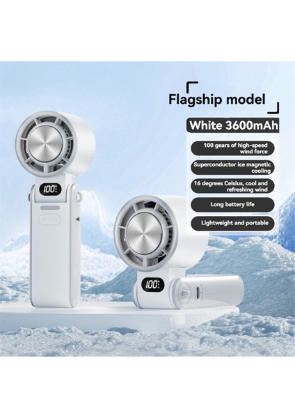Taşınabilir Hava Soğutma Turbo Fan 3600MAH 100 Rüzgar Hızı Ayarlanabilir Açık Hava Katlanabilir El Tipi Fan Kordonlu Beyaz (Yurt Dışından) indirimleri