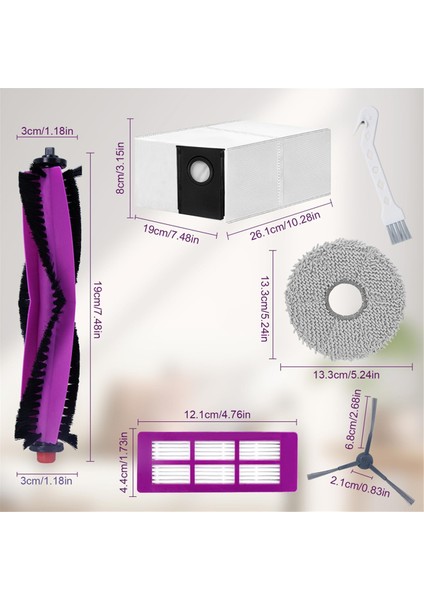 Eureka J15 Pro Ultra Robot Süpürge Için Aksesuar Seti, Silindir Fırça, Yan Fırçalar, Yedek Bezler, Toz Torbaları (Yurt Dışından) fırsatları