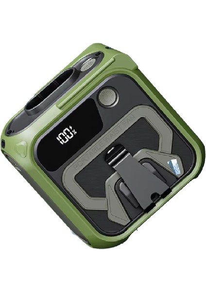 10000MAH Giyilebilir Fan Mini Bel Fanı 5 Hızlı USB Şarj Edilebilir Bel Klipsi Fanı Acil Mobil Güç Açık Hava Yeşil (Yurt Dışından)