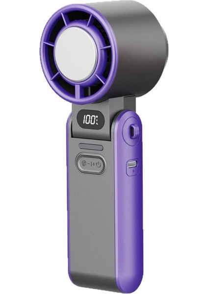 Taşınabilir Hava Soğutma Turbo Fan 3600MAH 100 Rüzgar Hızı Ayarlanabilir Açık Hava Katlanabilir El Tipi Fan Kordonlu Gri (Yurt Dışından)