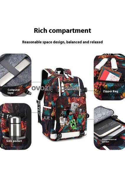 Ovozı USB Şarj Portlu Büyük Kapasite Ortaokul Lise Üniversite Okul Çantası Eğlence Omuz Çantası (Yurt Dışından) modelleri