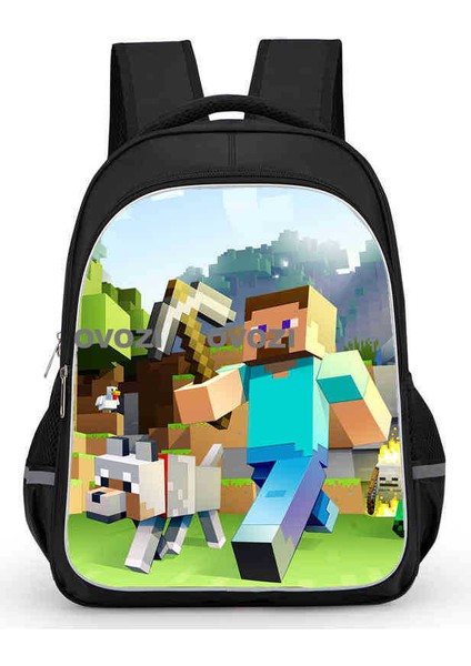 Ovozı 40CM Minecraft Öğrenci Okul Çantası Rahat Omuz Çantası (Yurt Dışından)
