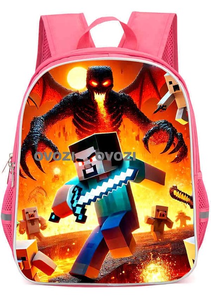 Ovozı 33CM Minecraft Öğrenci Okul Çantası Rahat Omuz Çantası (Yurt Dışından)