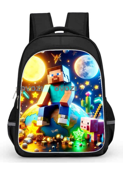Ovozı 40CM Minecraft Öğrenci Okul Çantası Rahat Omuz Çantası (Yurt Dışından)
