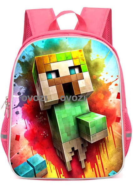 Ovozı 33CM Minecraft Öğrenci Okul Çantası Rahat Omuz Çantası (Yurt Dışından)