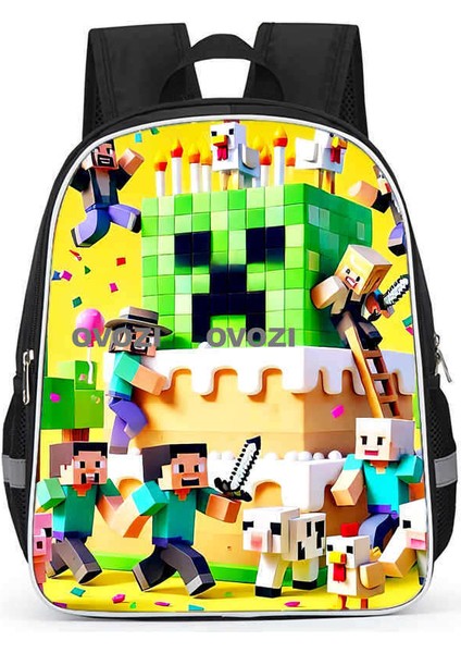 Ovozı 33CM Minecraft Öğrenci Okul Çantası Rahat Omuz Çantası (Yurt Dışından)