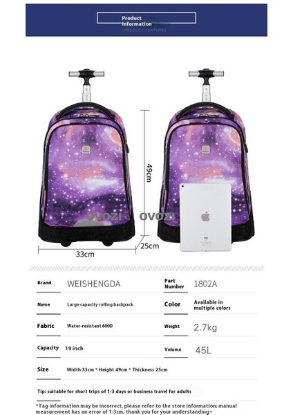 Ovozı Ortaokul Öğrencileri Üniversite Öğrencileri Yetişkin Arabası Çantaları Büyük Tekerlekler Büyük Kapasiteli Su Geçirmez (Yurt Dışından) modelleri