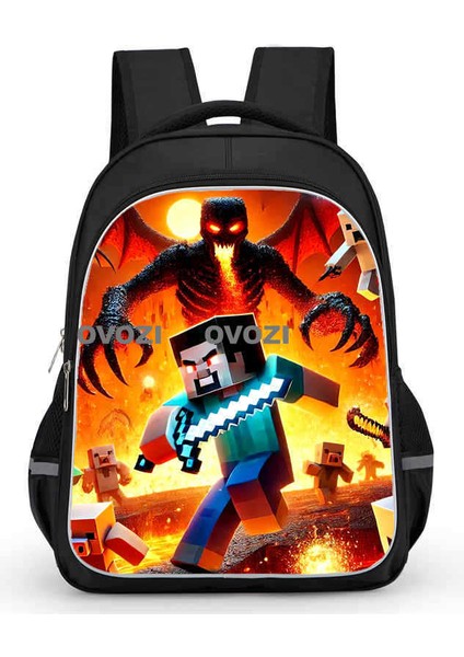 Ovozı 40CM Minecraft Öğrenci Okul Çantası Rahat Omuz Çantası (Yurt Dışından)