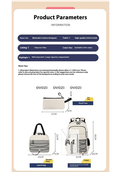 Ovozı Öğrenci Okul Çantası Seti (Yurt Dışından) fırsatları
