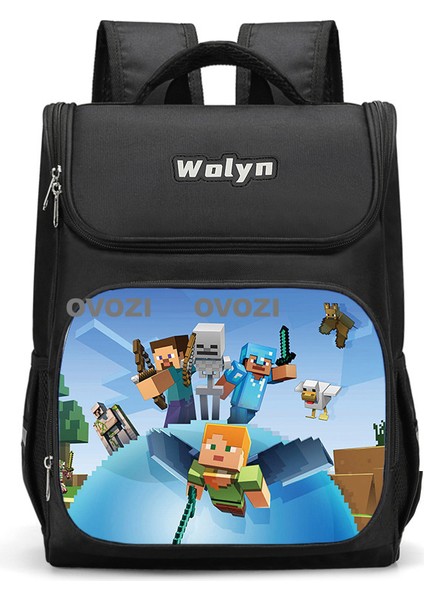 Ovozı 37CM Benim Dünyam Okul Çantası Büyük Kapasiteli Öğrenci Okul Çantası Günlük Omuz Çantası (Yurt Dışından)