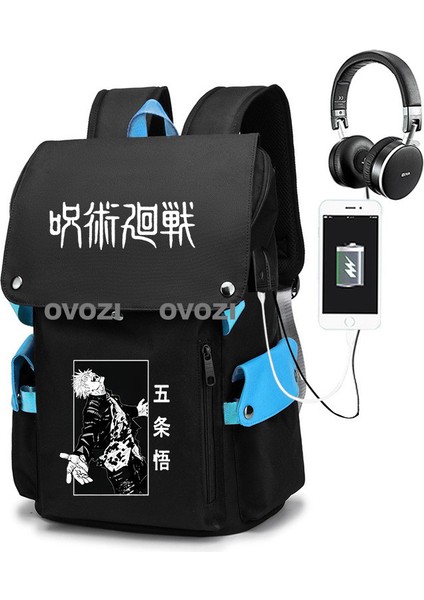 Ovozı USB Şarj Portlu Büyük Kapasite Ortaokul Lise Üniversite Okul Çantası Eğlence Omuz Çantası (Yurt Dışından)