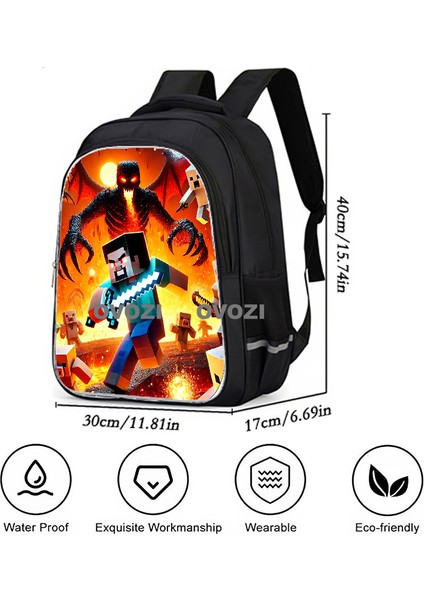 Ovozı 40CM Minecraft Öğrenci Okul Çantası Rahat Omuz Çantası (Yurt Dışından) indirimleri