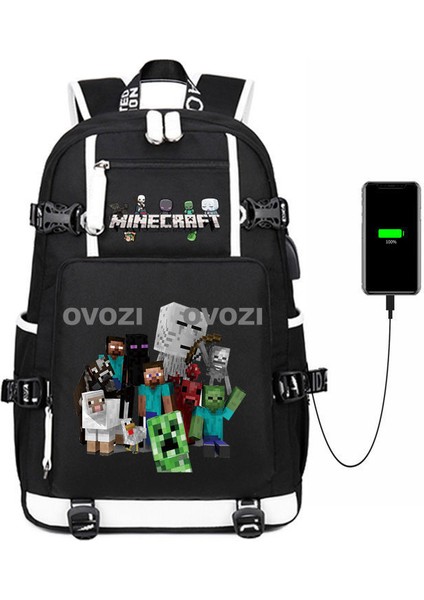 Ovozı USB Şarj Portlu Büyük Kapasite Ortaokul Lise Üniversite Okul Çantası Eğlence Omuz Çantası (Yurt Dışından)