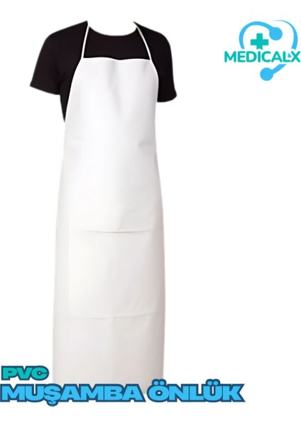 Beyaz Pvc Sıvı Geçirmez Muşamba, Mutfak ve Kasap Önlüğü, Dayanıklı ve Şık Tasarım
