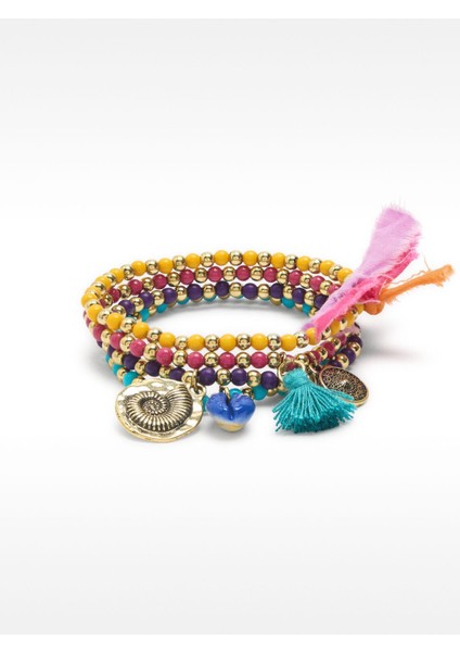 Çok Renkli ve Tılsımlı Elastik Bileklik Seti