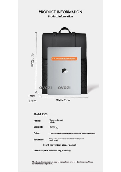 Ovozı Ortaokul Üniversite Okul Çantası Günlük Omuz Çantası Büyük Kapasiteli Seyahat Çantası (Yurt Dışından) fiyatları