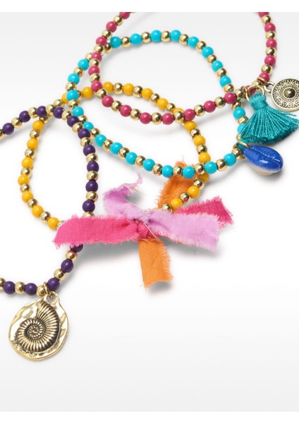 Çok Renkli ve Tılsımlı Elastik Bileklik Seti fiyatları