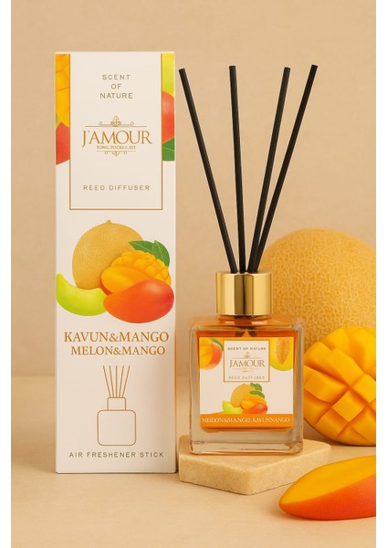 Kavun Mango Kokulu Çubuklu Oda Kokusu – 100 ml Tropikal ve Tatlı Ferahlık