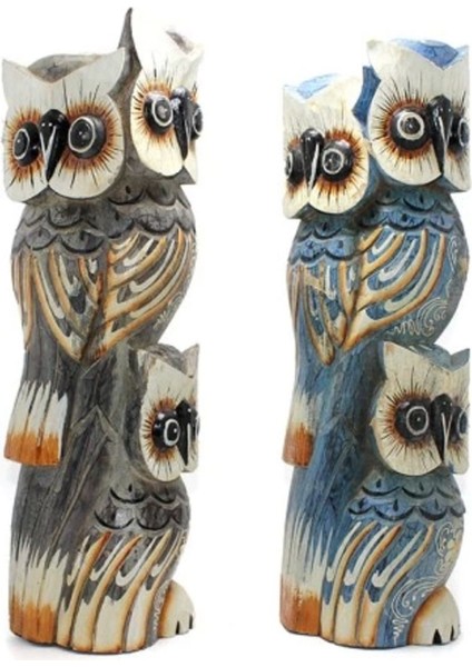 Ahşap 3'lü Baykuş 50 cm