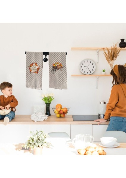 Turuncu Balkabağı Temalı Sonbahar Mutfak Havlusu ve Peçete Seti, 2'li fiyatları