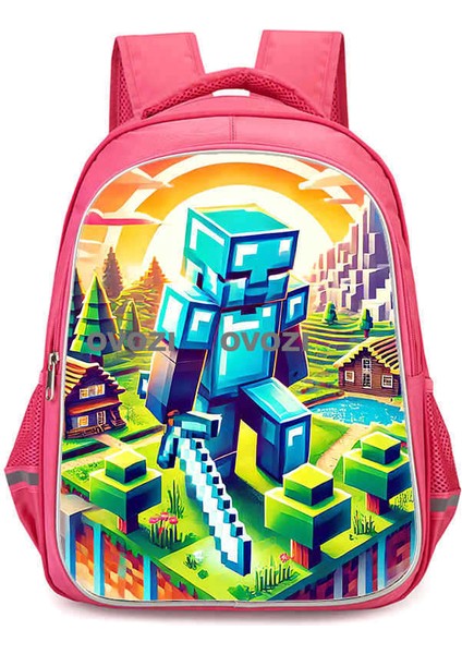 Ovozı 40CM Minecraft Öğrenci Okul Çantası Rahat Omuz Çantası (Yurt Dışından)
