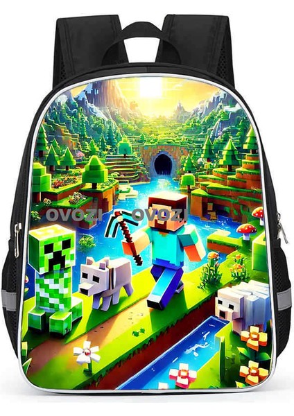 Ovozı 33CM Minecraft Öğrenci Okul Çantası Rahat Omuz Çantası (Yurt Dışından)