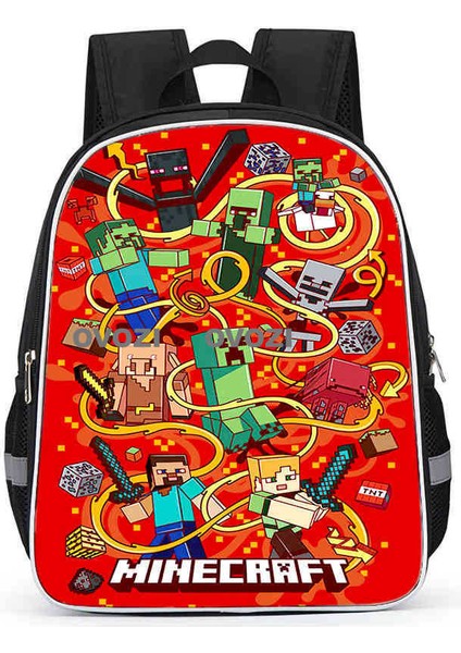 Ovozı 33CM Minecraft Öğrenci Okul Çantası Rahat Omuz Çantası (Yurt Dışından)
