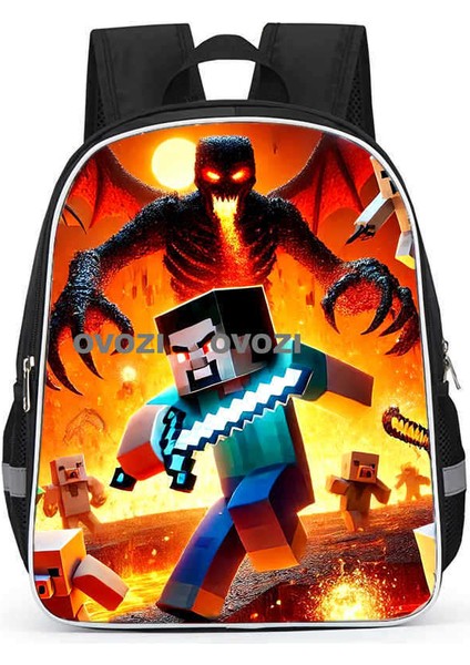 Ovozı 33CM Minecraft Öğrenci Okul Çantası Rahat Omuz Çantası (Yurt Dışından)