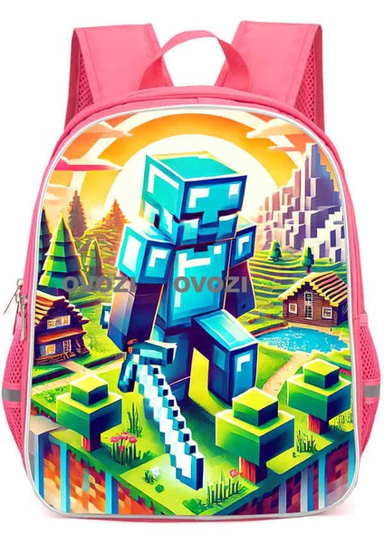 Ovozı 33CM Minecraft Öğrenci Okul Çantası Rahat Omuz Çantası (Yurt Dışından)