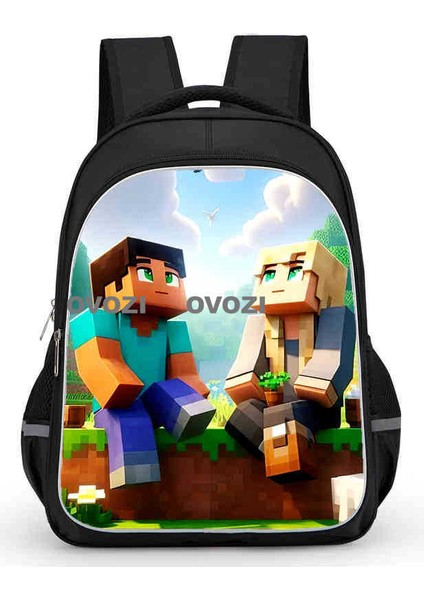 Ovozı 40CM Minecraft Öğrenci Okul Çantası Rahat Omuz Çantası (Yurt Dışından)