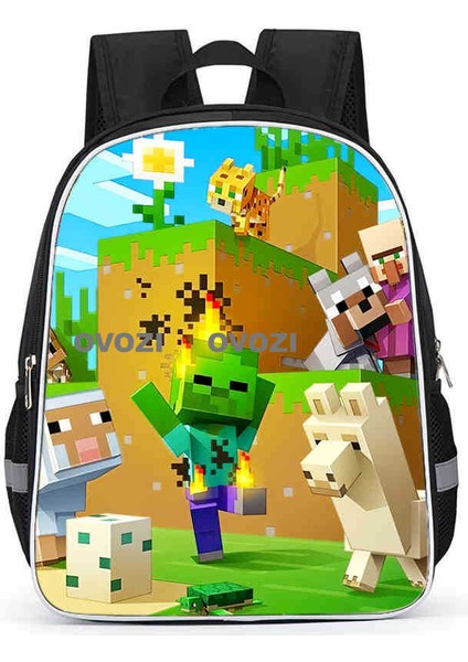 Ovozı 33CM Minecraft Öğrenci Okul Çantası Rahat Omuz Çantası (Yurt Dışından)