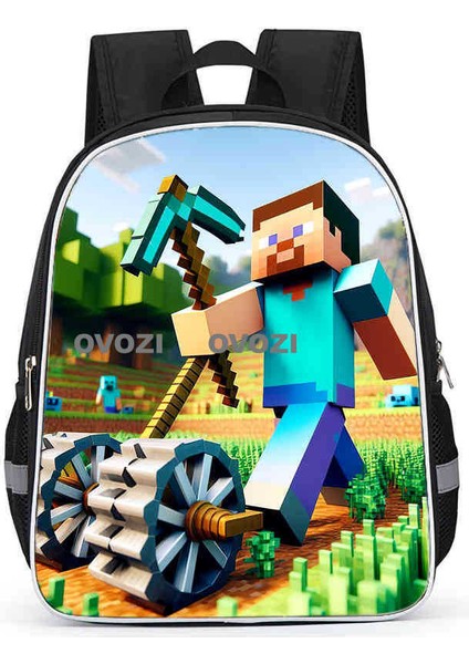 Ovozı 33CM Minecraft Öğrenci Okul Çantası Rahat Omuz Çantası (Yurt Dışından)