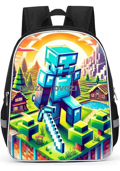 Ovozı 33CM Minecraft Öğrenci Okul Çantası Rahat Omuz Çantası (Yurt Dışından)