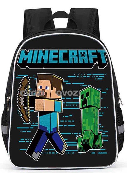 Ovozı 33CM Minecraft Öğrenci Okul Çantası Rahat Omuz Çantası (Yurt Dışından)