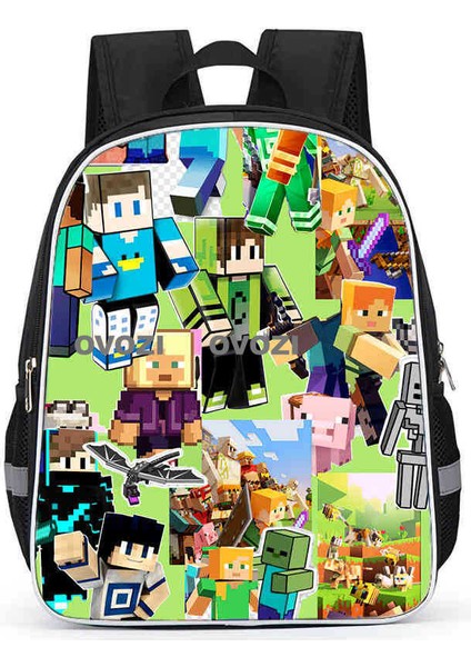 Ovozı 33CM Minecraft Öğrenci Okul Çantası Rahat Omuz Çantası (Yurt Dışından)