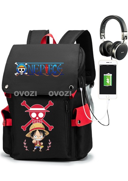 Ovozı USB Şarj Portlu Büyük Kapasite Ortaokul Lise Üniversite Okul Çantası Eğlence Omuz Çantası (Yurt Dışından)