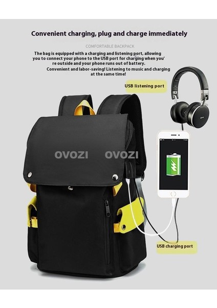 Ovozı USB Şarj Portlu Büyük Kapasite Ortaokul Lise Üniversite Okul Çantası Eğlence Omuz Çantası (Yurt Dışından) fiyatları