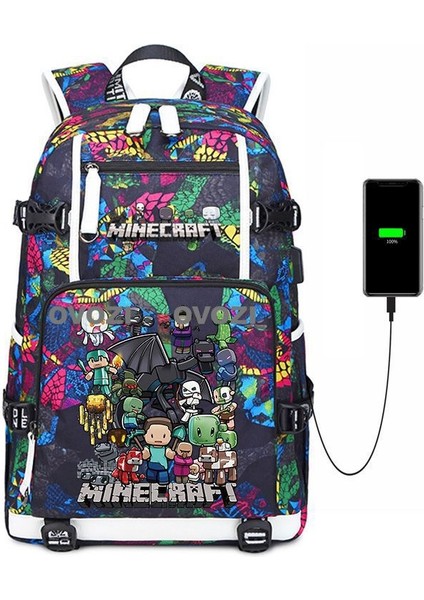 Ovozı USB Şarj Portlu Büyük Kapasite Ortaokul Lise Üniversite Okul Çantası Eğlence Omuz Çantası (Yurt Dışından)