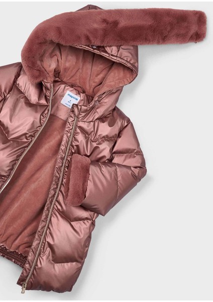 Kız Çocuk Kemerli Parlak Şişme Mont modelleri