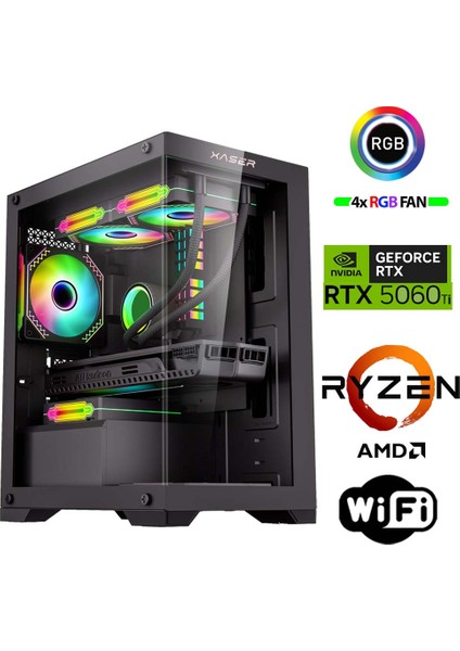 SOVAX10 Ryzen 5 5600 16GB Ram 1tb M.2 Nvme SSD 16GB RTX5060TI Masaüstü Oyuncu Bilgisayarı