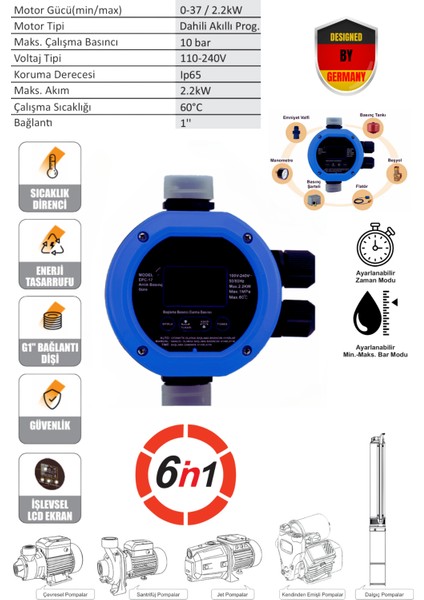 Profesyonel Alman Tasarımı Ibel 6 In 1 Basınç Kontrol Seviye Cihazı