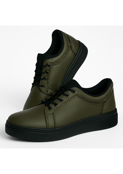 GR0159 Hakiki Deri Bilek Streçli Petrol Yeşili Üst Kalite Sneaker Erkek Ayakkabı fiyatları